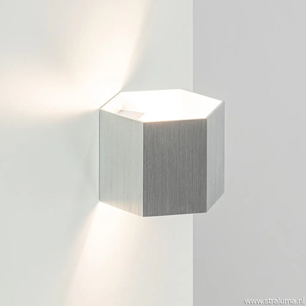 Straluma Aluminium wandlamp 6-hoek up+down> Halverlichting|Wandlampen