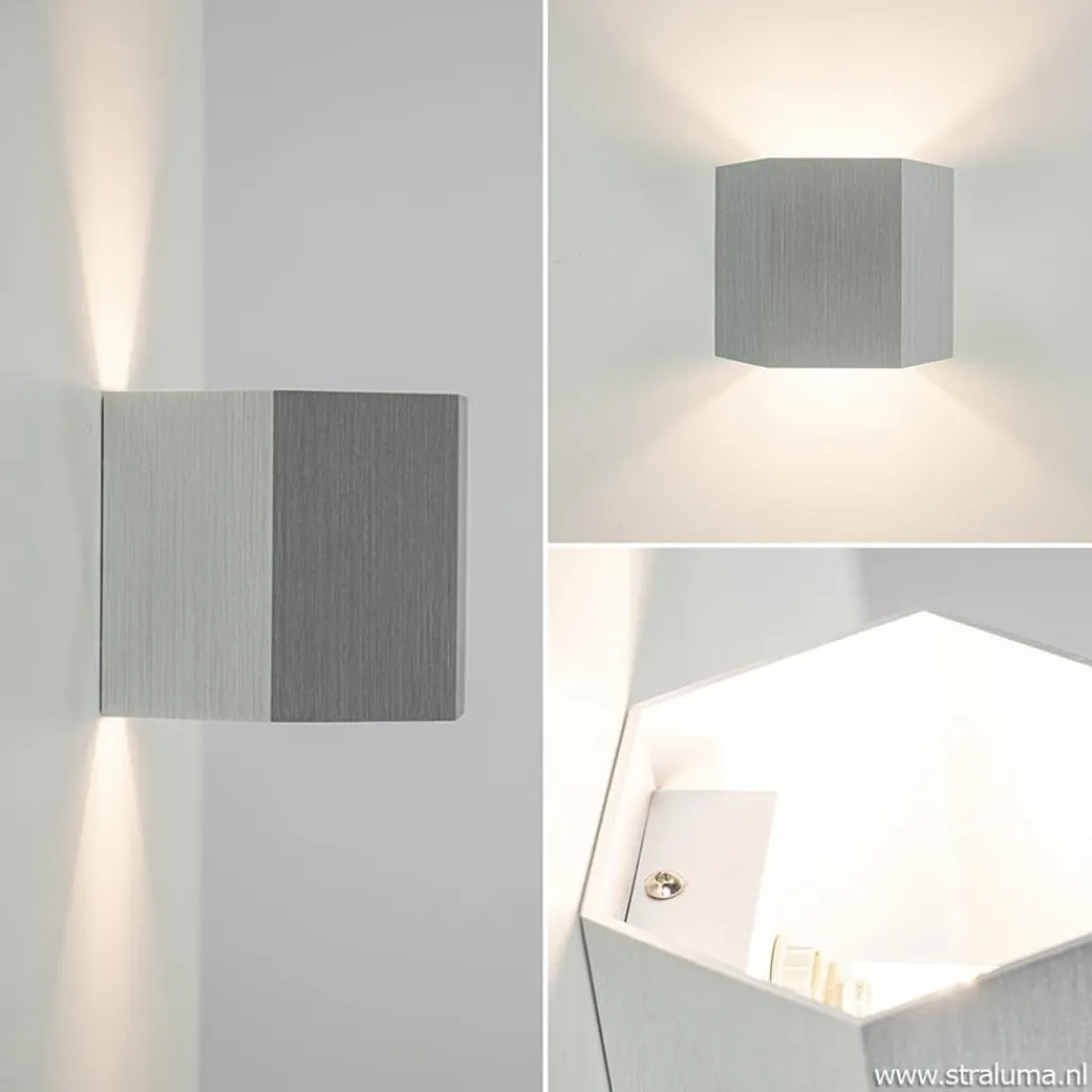 Straluma Aluminium wandlamp 6-hoek up+down> Halverlichting|Wandlampen