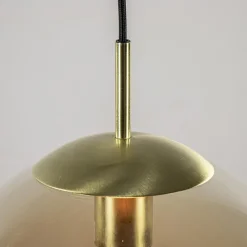 Straluma Amber glazen hanglamp 30 cm met messing en zwart><noscript><img width=