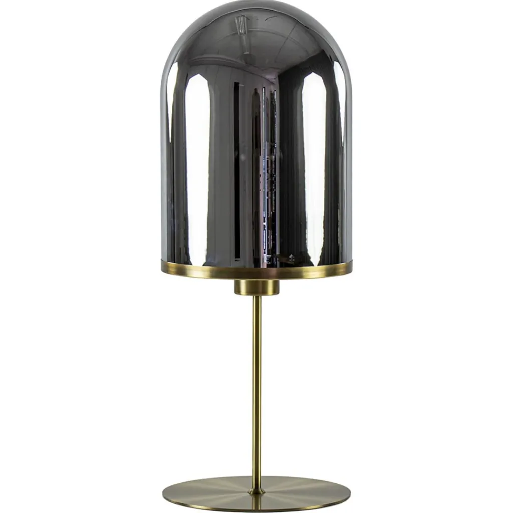Straluma Antiek bronzen tafellamp Maverick met smoke glas groot> Tafellampen|Light and Living
