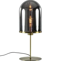 Straluma Antiek bronzen tafellamp Maverick met smoke glas groot> Tafellampen|Light and Living