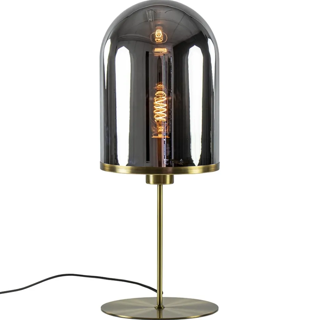 Straluma Antiek bronzen tafellamp Maverick met smoke glas groot> Tafellampen|Light and Living