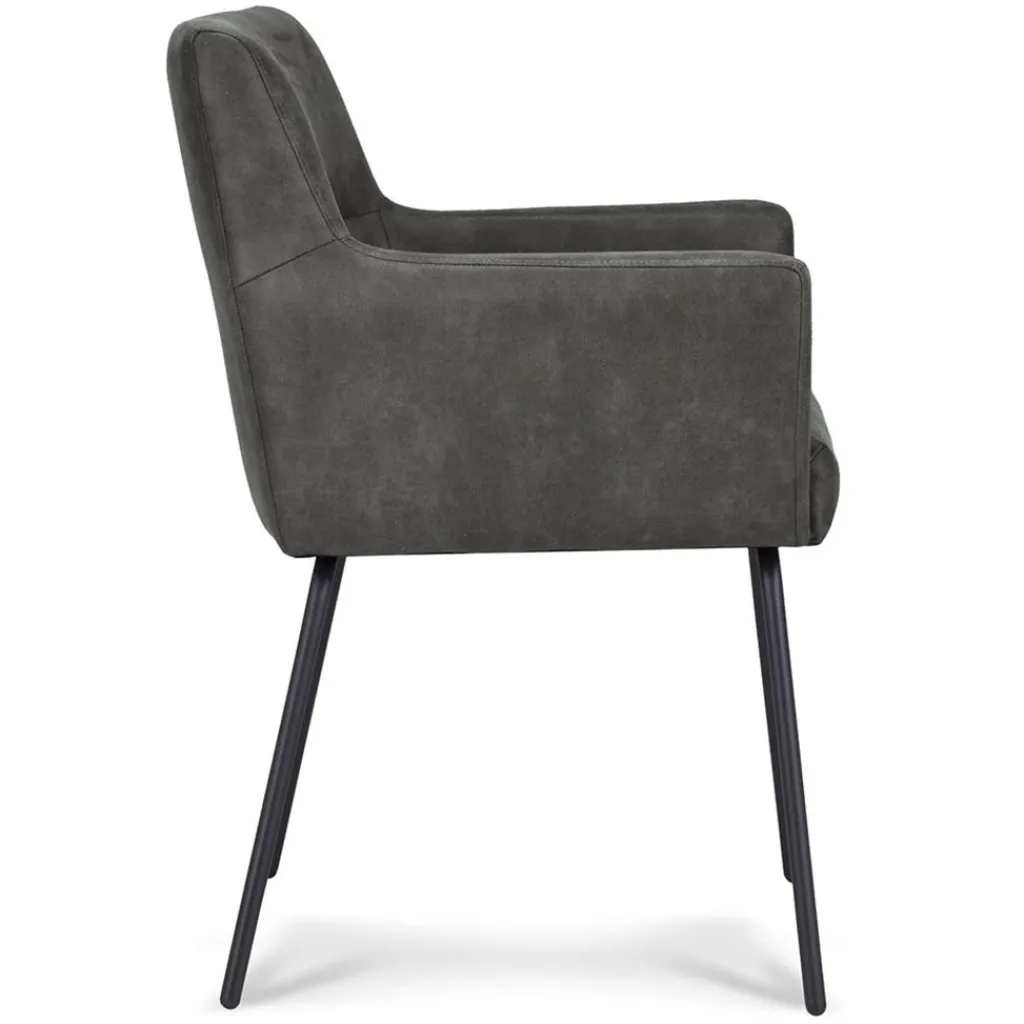 Straluma Armstoel Microleder Bull antraciet met zwarte poot> Eetkamerstoelen