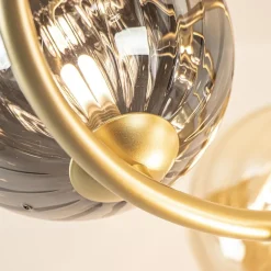 Straluma Art Deco plafondlamp goud met smoke en amber glas><noscript><img width=