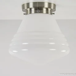 Straluma Art Deco plafondlamp staal met wit gl.></noscript> Plafonnières|Woonkamerlampen