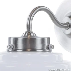 Straluma Art Deco wandlamp staal met wit glas><noscript><img width=