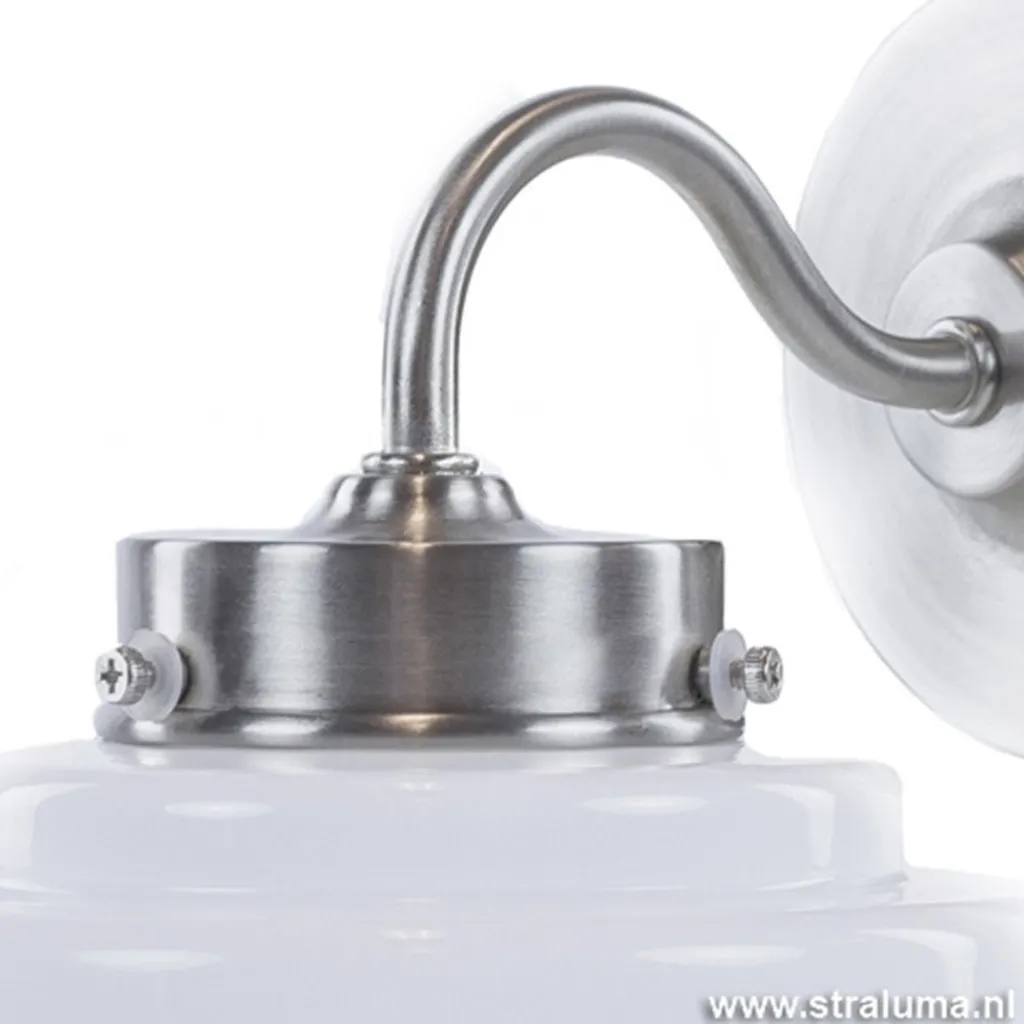 Straluma Art Deco wandlamp staal met wit glas> Woonkamerlampen|Slaapkamerlampen