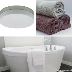 Straluma Badkamer plafonnière staal met wit glas></noscript> Plafonnières|Keukenverlichting