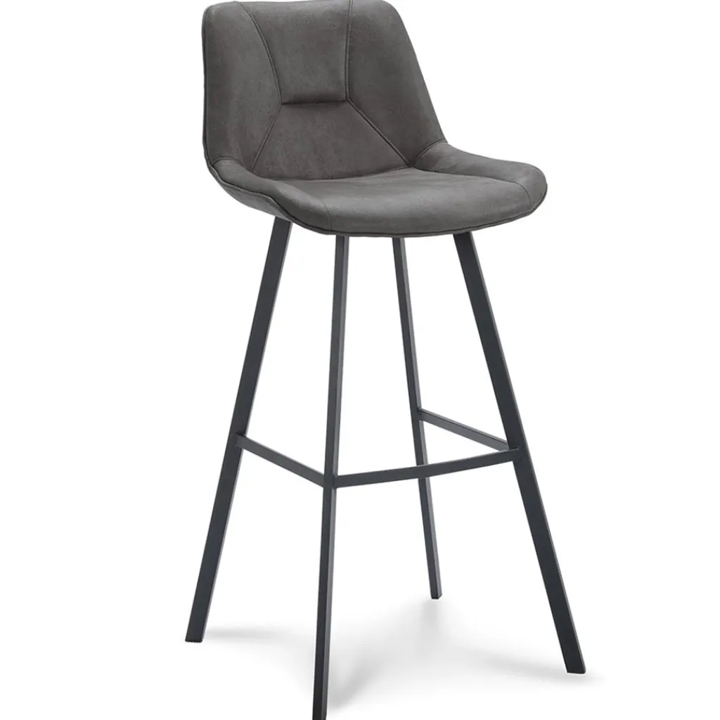 Straluma Barkruk met microleder zitting graphite en zwart metalen poot> Barkrukken