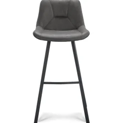 Straluma Barkruk met microleder zitting graphite en zwart metalen poot> Barkrukken