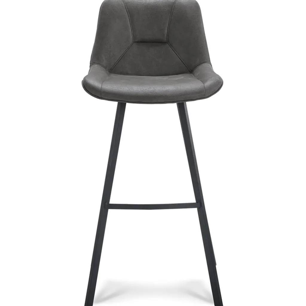 Straluma Barkruk met microleder zitting graphite en zwart metalen poot> Barkrukken