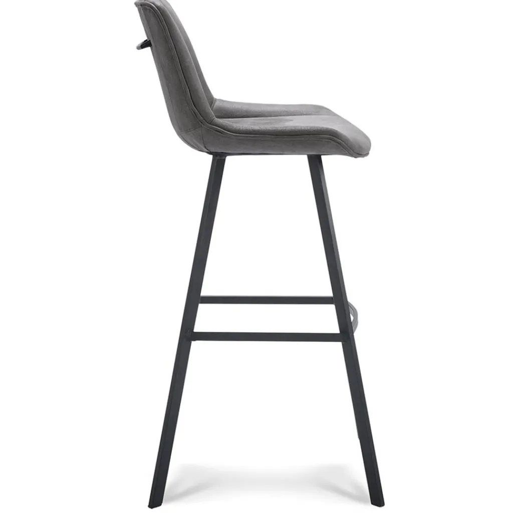 Straluma Barkruk met microleder zitting graphite en zwart metalen poot> Barkrukken