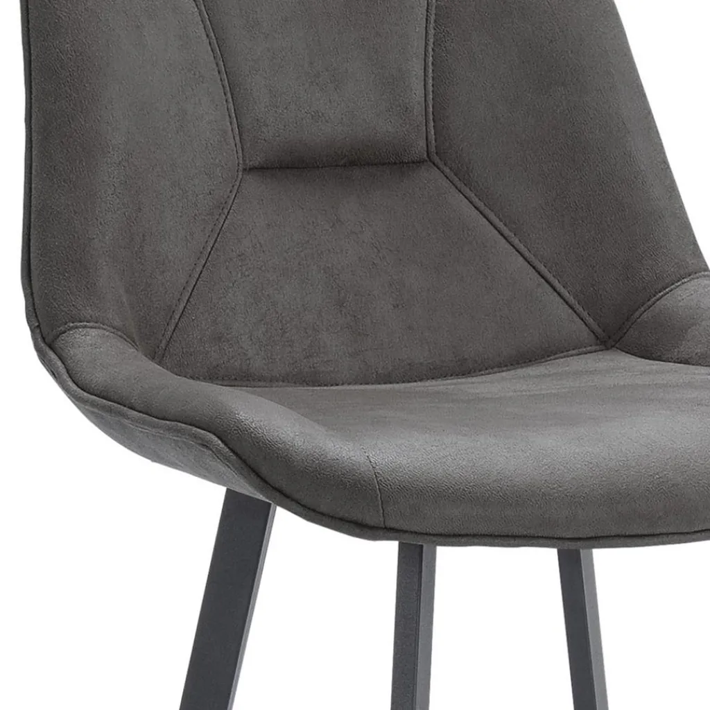 Straluma Barkruk met microleder zitting graphite en zwart metalen poot> Barkrukken