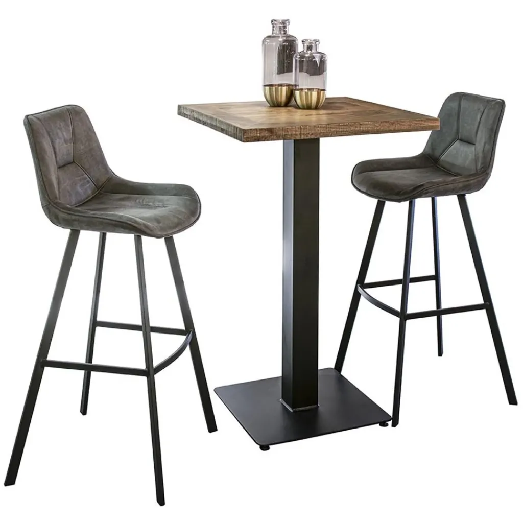 Straluma Barkruk met microleder zitting graphite en zwart metalen poot> Barkrukken