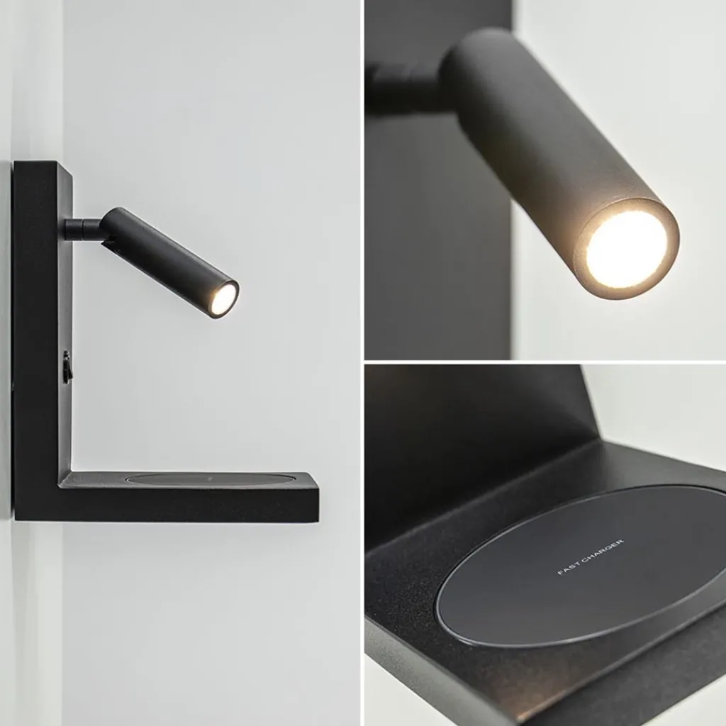 Straluma Bedlamp leesspot zwart incl. fast charger> Wandlampen|Bedlampjes