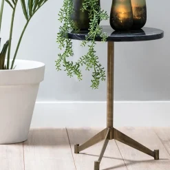 Straluma Bijzettafel Lomelo zwart marmer met antiek brons></noscript> Light and Living|Bijzettafels