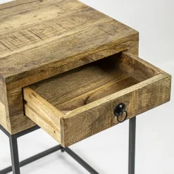 Straluma Bijzettafel met lade mangohout/metaal></noscript> Bijzettafels