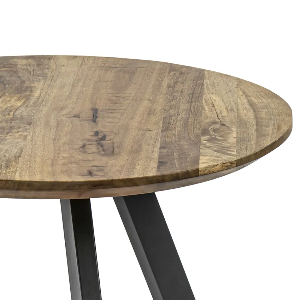 Straluma Bijzettafel rond mangohout met zwart staal 60 cm> Bijzettafels|Salontafels