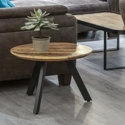 Straluma Bijzettafel rond mangohout met zwart staal 60 cm><noscript><img width=