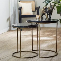 Straluma Bijzettafel Sobrina set van 2 zwart/antiek brons></noscript> Light and Living|Bijzettafels