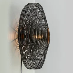 Straluma Botanische wandlamp Mataka donker bruin rotan L&L> Light and Living|Woonkamerlampen
