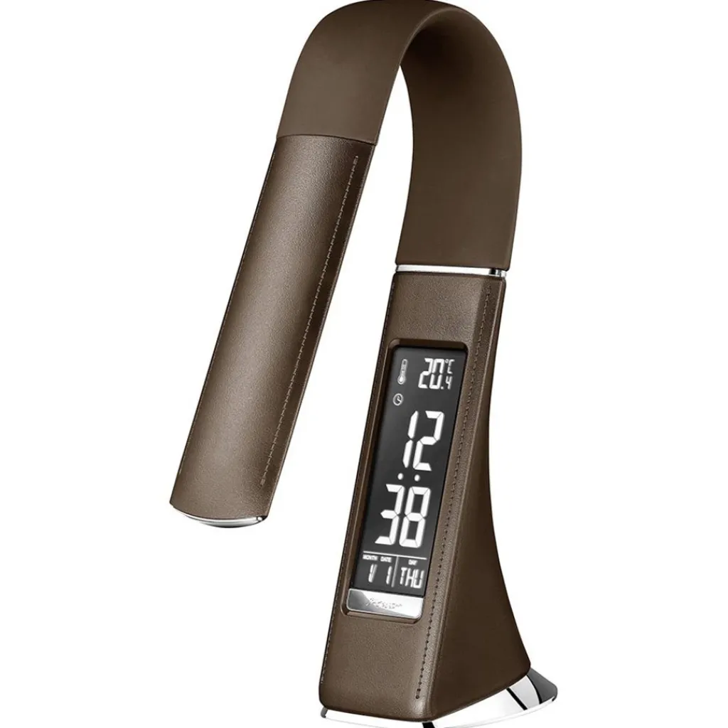 Straluma Bruine bureaulamp LED met klok en alarmfunctie> Tafellampen|Bedlampjes