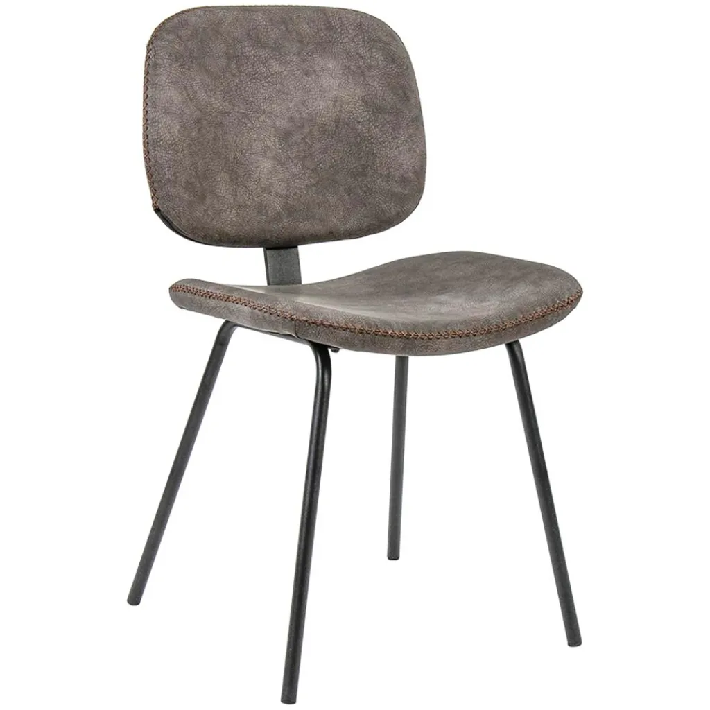Straluma Bruine eetkamerstoel van imitatietleer met zwart onderstel> Eetkamerstoelen