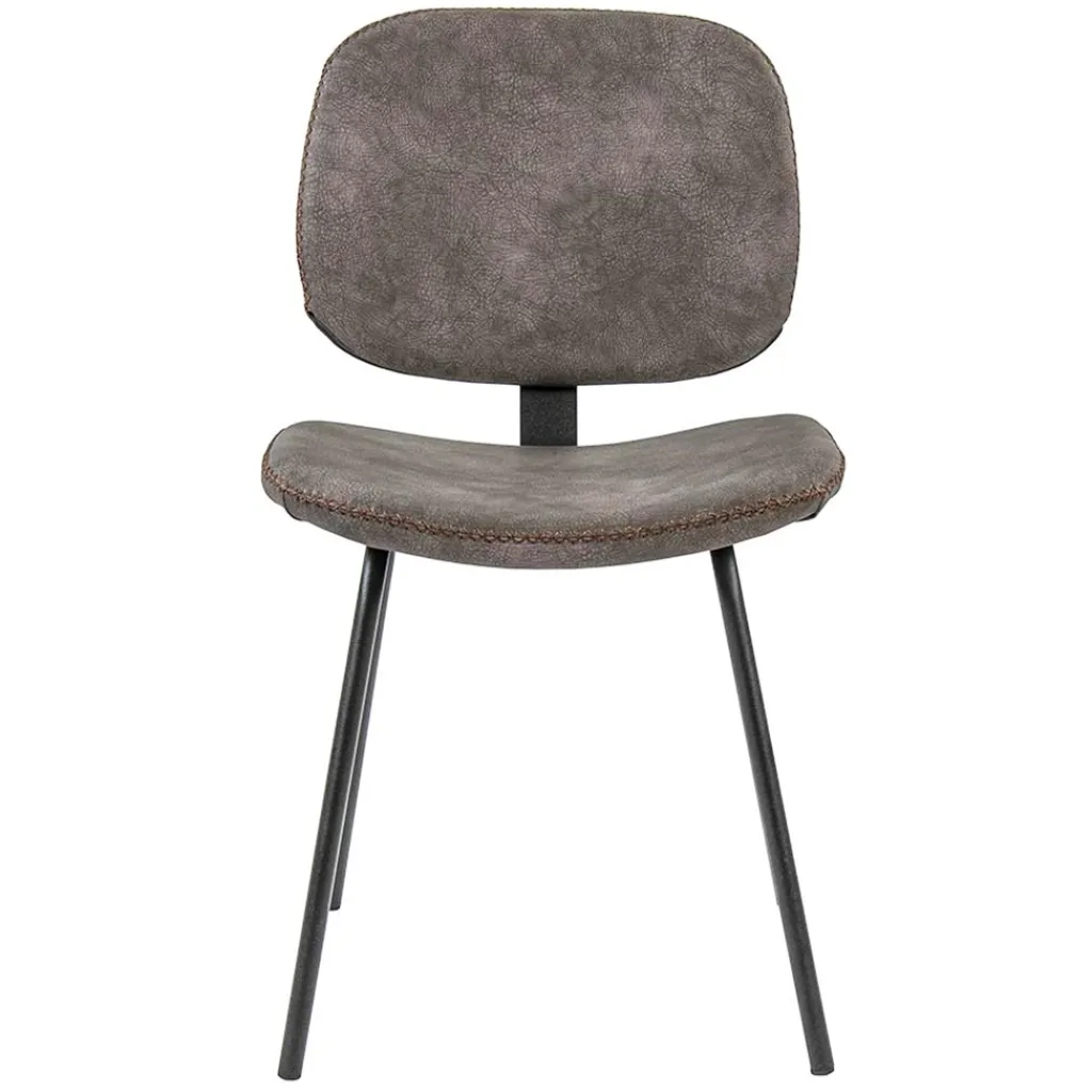 Straluma Bruine eetkamerstoel van imitatietleer met zwart onderstel> Eetkamerstoelen