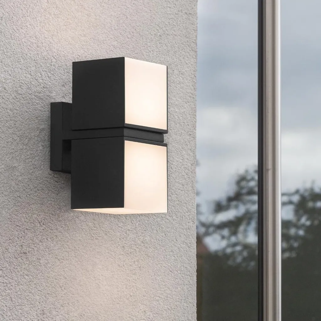 Straluma Buitenlamp Cuba double square zwart IP54> Wandlampen|Buitenlampen