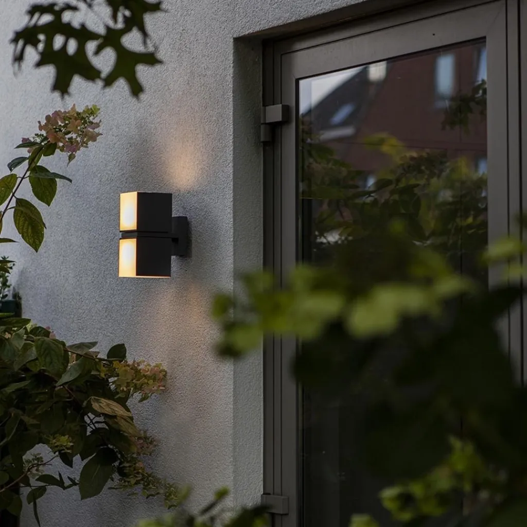 Straluma Buitenlamp Cuba double square zwart IP54> Wandlampen|Buitenlampen