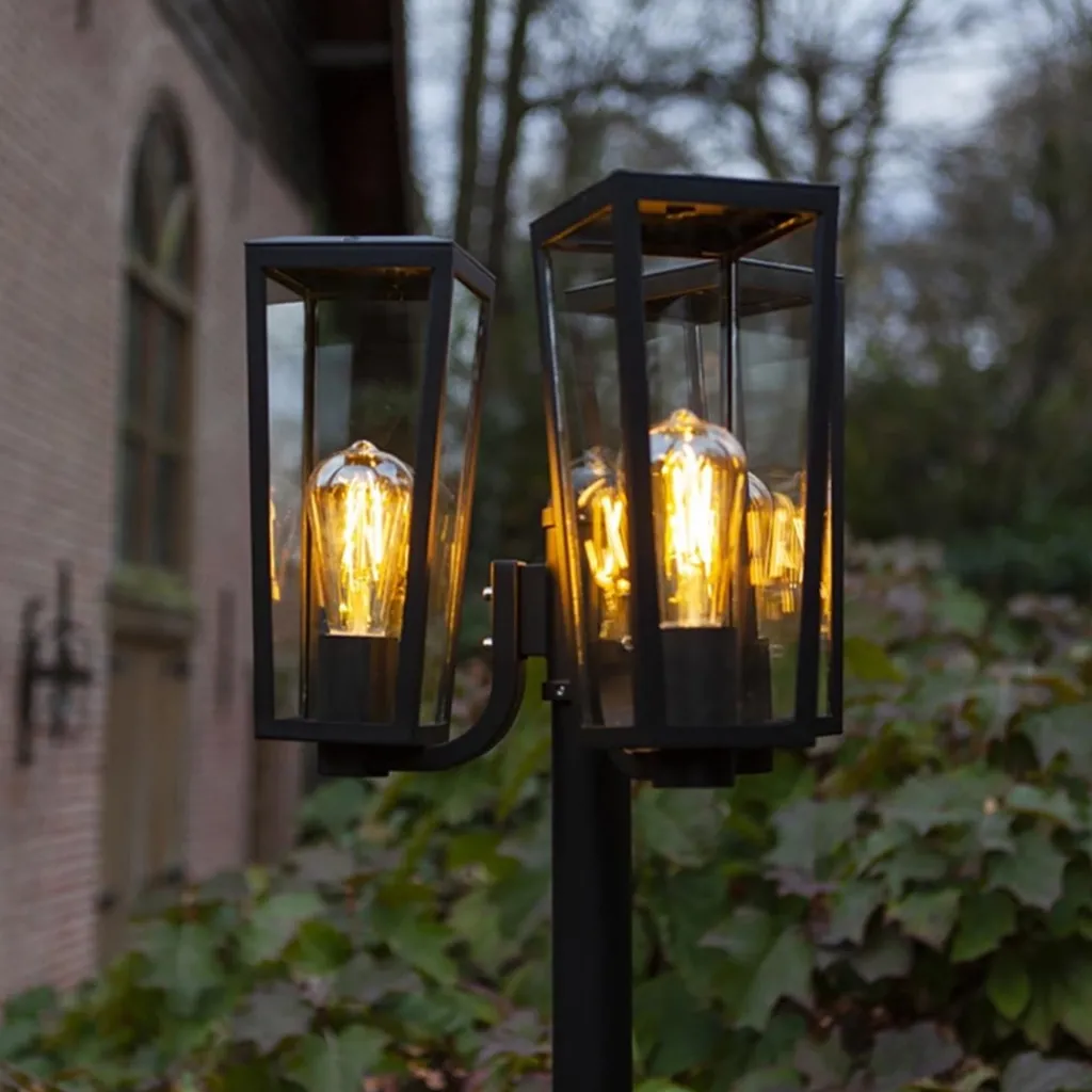 Straluma Buitenlamp lantaarn 3-lichts mat zwart met helder glas> Buitenlampen