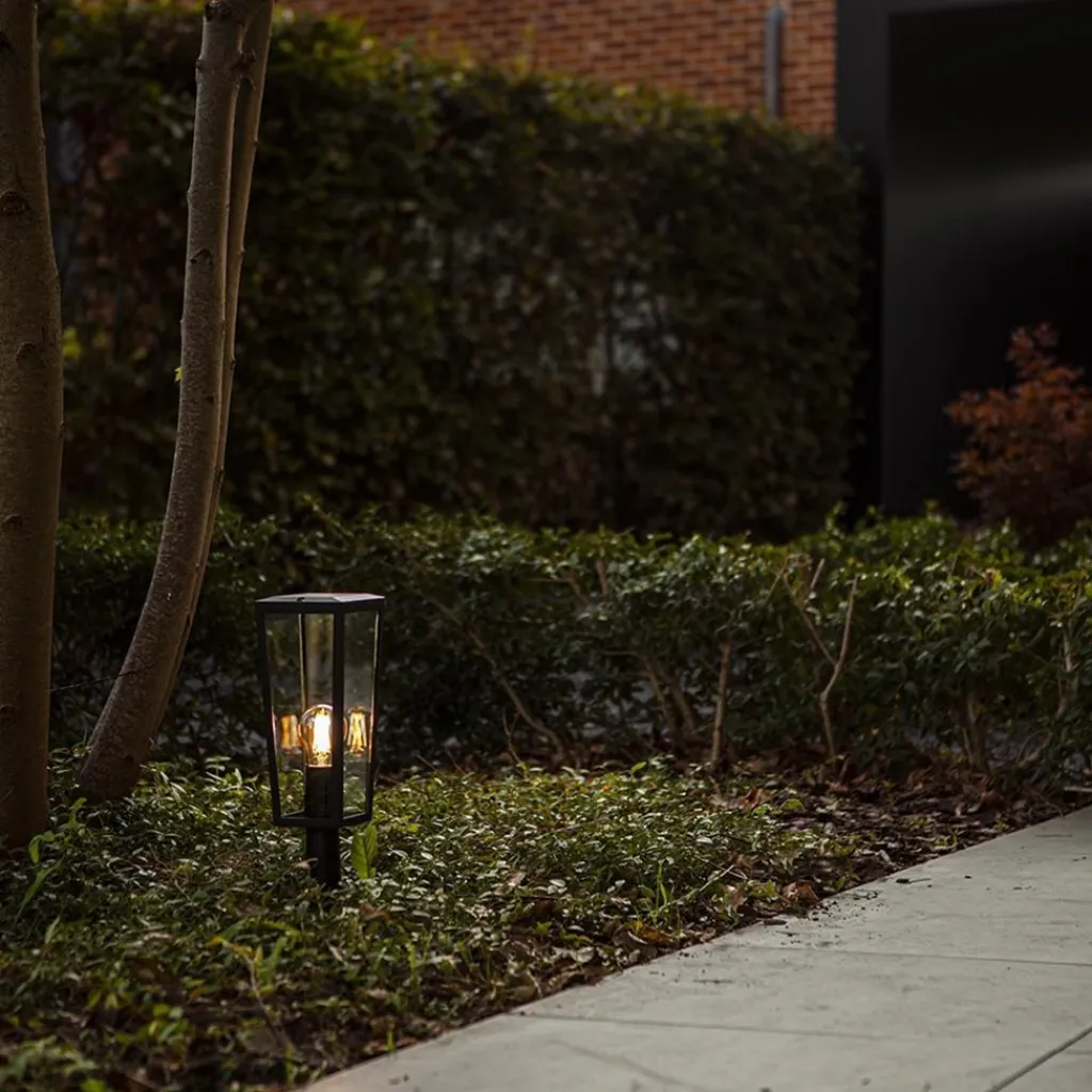 Straluma Buitenlamp lantaarn op voet zwart met helder glas> Buitenlampen|Moderne Verlichting