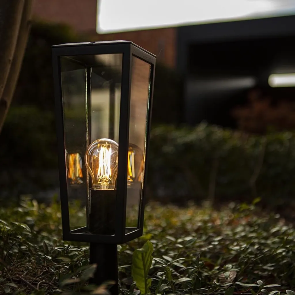 Straluma Buitenlamp lantaarn op voet zwart met helder glas> Buitenlampen|Moderne Verlichting