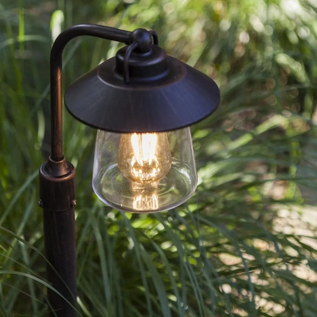 Straluma Buitenlamp op paal zwart/roest met helder glas> Buitenlampen