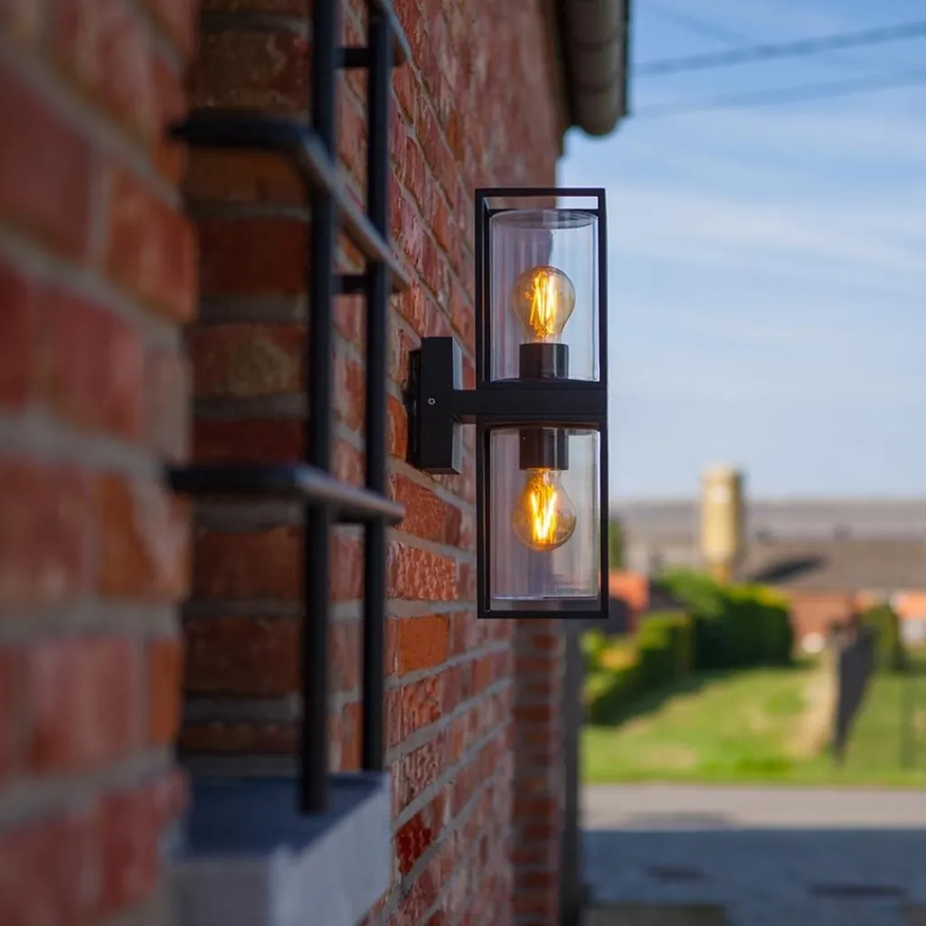 Straluma Buitenlantaarn dubbel strak zwart/helder glas> Wandlampen|Buitenlampen