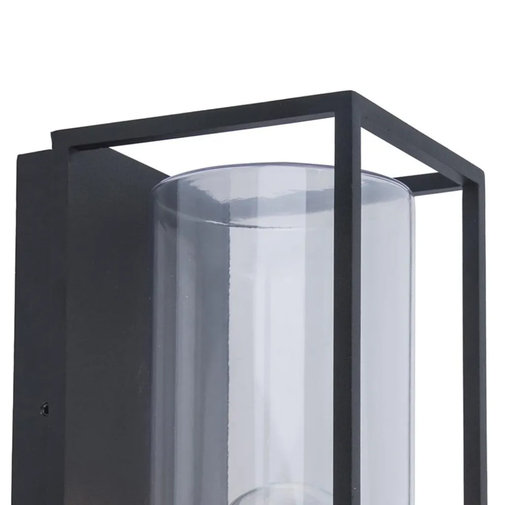 Straluma Buitenlantaarn rechthoek zwart/helder glas IP44> Wandlampen|Buitenlampen