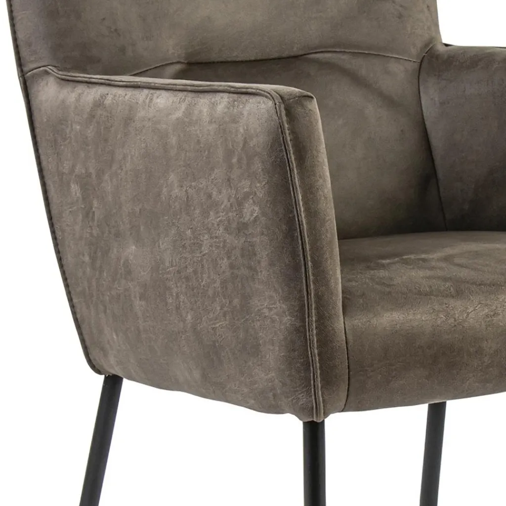 Straluma Bull lederen armstoel liver met wieltjes en zwarte poot> Eetkamerstoelen