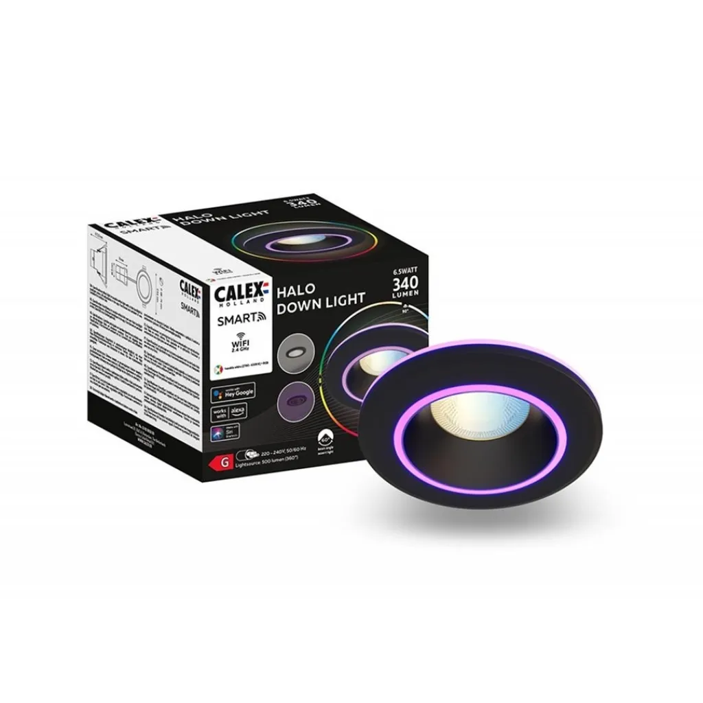 Straluma Calex Smart Halo inbouwspot zwart> Plafondlampen|Smart lampen