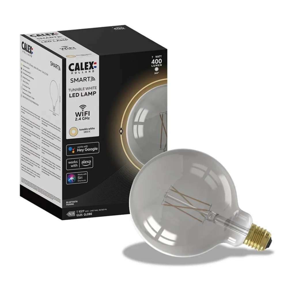 Straluma Calex Smart Home E27 Globe LED filament smoke G125> Smart lampen|Calex