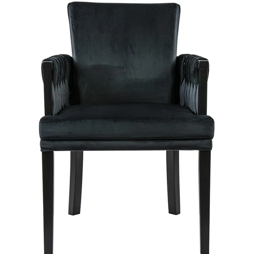 Straluma Chique armstoel zwart met sierlijke leuning en goud> Eetkamerstoelen