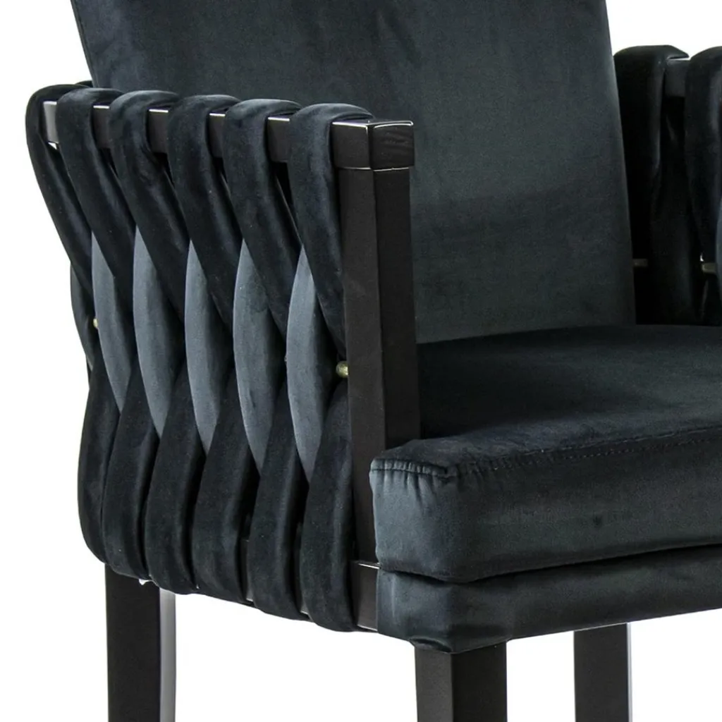 Straluma Chique armstoel zwart met sierlijke leuning en goud> Eetkamerstoelen