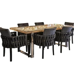 Straluma Chique armstoel zwart met sierlijke leuning en goud><noscript><img width=