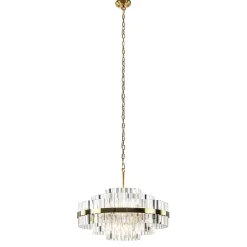 Straluma Chique hanglamp brushed brass met helder kristal> Hanglampen|Kroonluchters