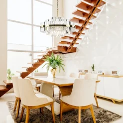 Straluma Chique hanglamp brushed brass met helder kristal></noscript> Hanglampen|Kroonluchters