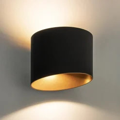 Straluma Chique LED buitenlamp wand zwart met goud IP54></noscript> Wandlampen|Buitenlampen