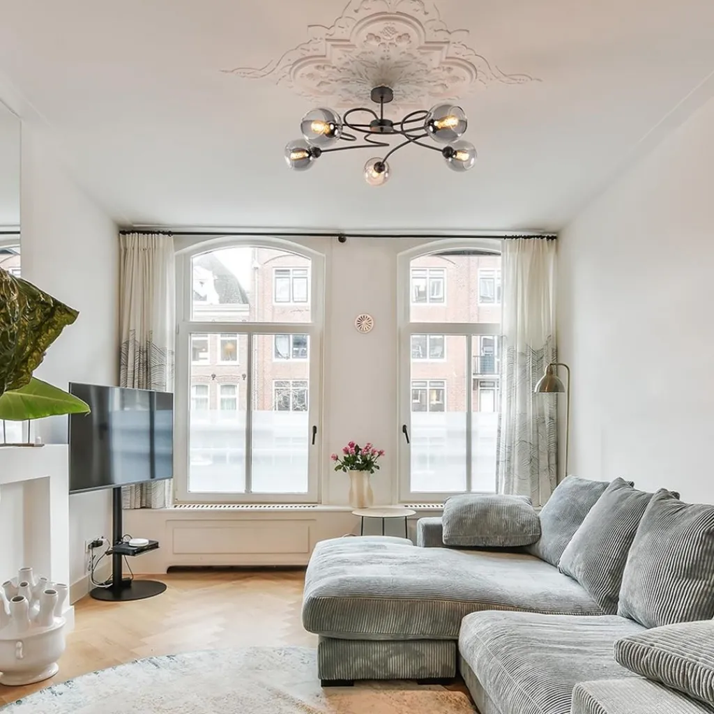 Straluma Chique 5-lichts plafondlamp zwart met smoke glazen bollen> Halverlichting|Plafondlampen