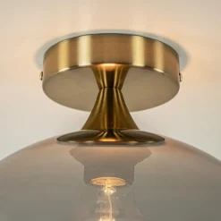 Straluma Chique plafondlamp goud met smoke/titanium glazen bol><noscript><img width=