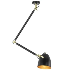 Straluma Chique plafondlamp zwart met goud verstelbaar> Eetkamerverlichting|Plafondlampen