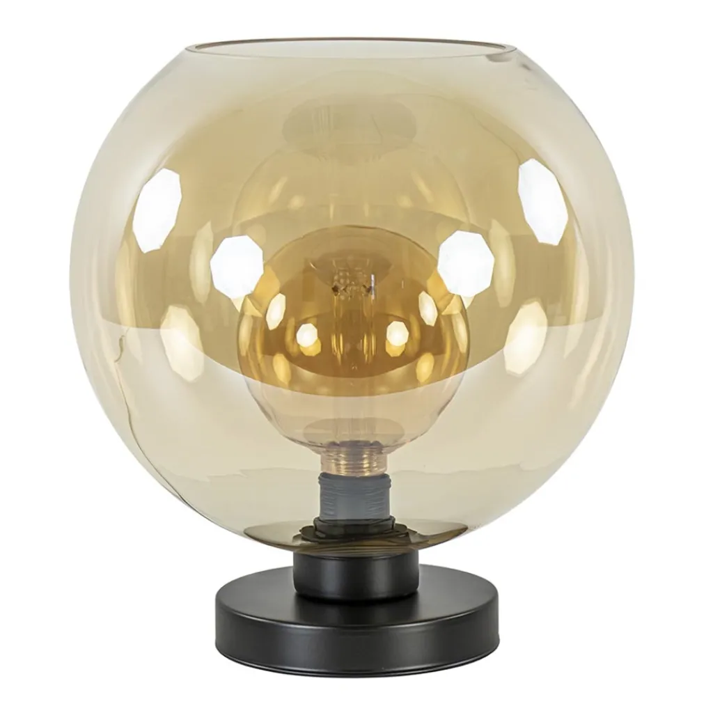 Straluma Chique tafellamp amber glazen bol 30 cm> Tafellampen|Klassieke Verlichting