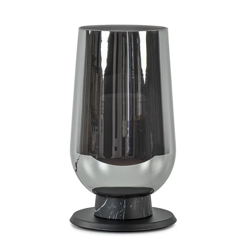 Straluma Chique tafellamp zwart marmer met smoke glazen kap> Tafellampen|Klassieke Verlichting